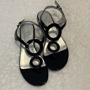 Boden Black Patent Circle-Strap Sandals